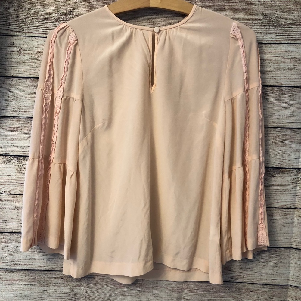 J.Crew Eyelet Bell Sleeve Silk Top